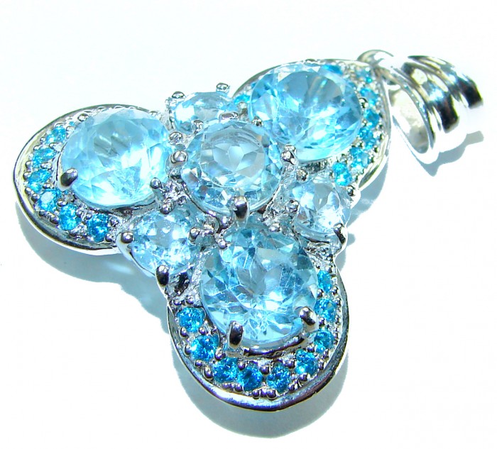 Angel - 11.4 carat Swiss Blue Topaz .925 Sterling Silver handcrafted pendant - photo 2