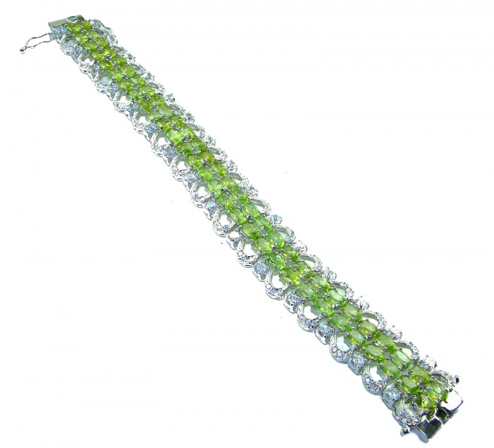 Melissa - Masterpiece 61.2 carat genuine Peridot .925 Sterling Silver handmade Statement Bracelet - photo 2