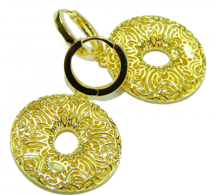 Black Label Collection - Dubai Style - Natural 22K Gold over .925 Sterling Silver handmade earrings - photo 3