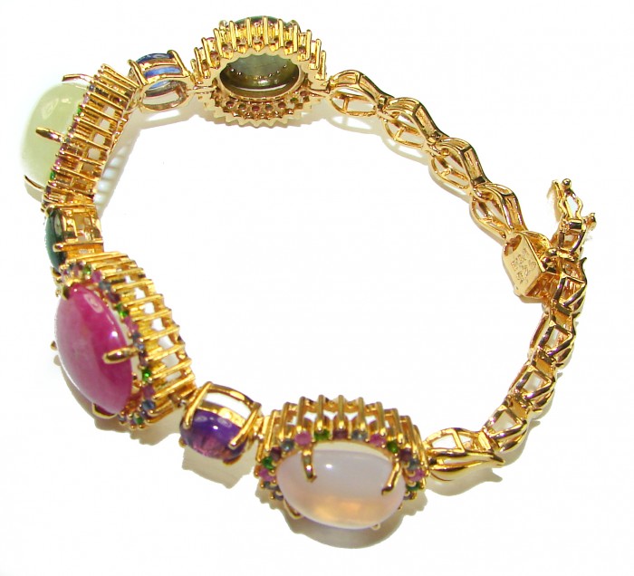 Color Me Brightly - Brazilian Watermelon Tourmaline 18K Gold over .925 Sterling Silver handmade Bracelet - photo 1