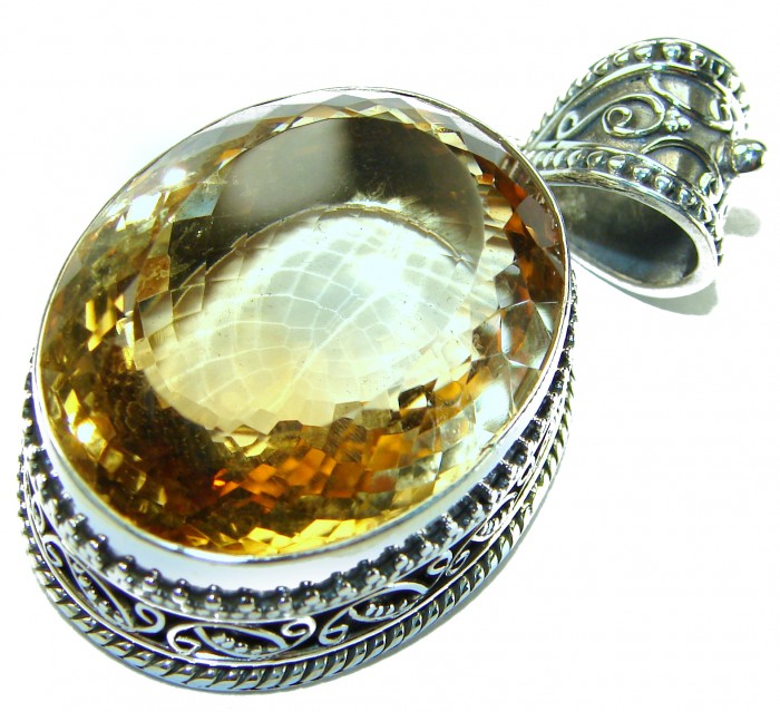 Vintrage Design 37.3 carat Lemon Quartz .925 Sterling Silver handcrafted pendant - photo 3