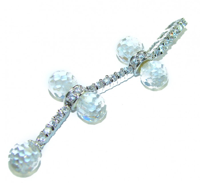 Vintage style- genuine 8.5 carat White Topaz .925 Sterling Silver handmade Pendant - photo 4