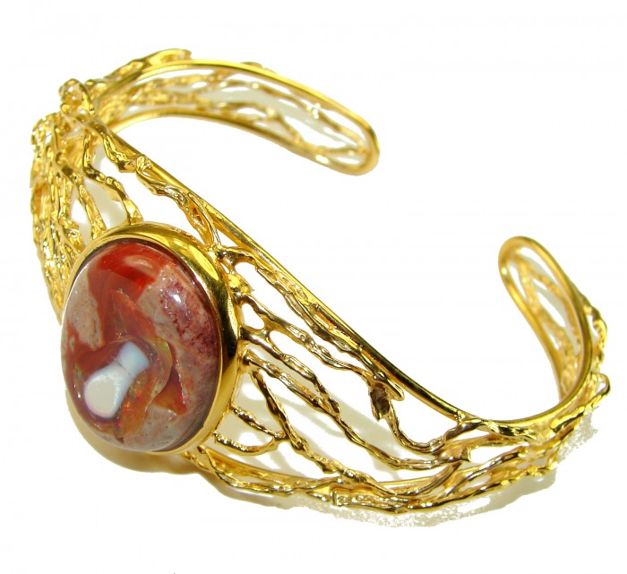 Authentic Mexican Opal handmade 14K Gold over .925 Sterling Silver Bracelet / Cuff - photo 2