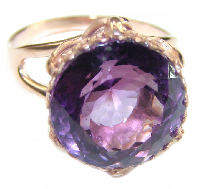 Purple Amethyst 14K Rose Gold over .925 Sterling Silver Handcrafted Ring size 9 1/4 - photo 2