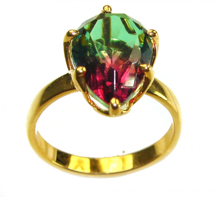 7.9 carat pear cut Brazilian Tourmaline 14K Gold over .925 Sterling Silver Perfectly handcrafted Ring s. 7 1/2 - photo 2