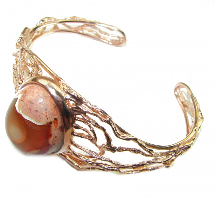 Authentic Mexican Opal handmade 14K Rose Gold over .925 Sterling Silver Bracelet / Cuff - photo 1