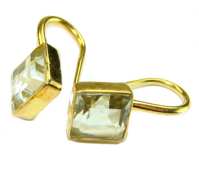 Splendid 5.5 carat Aquamarine 14K Gold over .925 Sterling Silver Handcrafted Earrings - Close-up of aquamarine earrings in 14K gold over sterling silver.