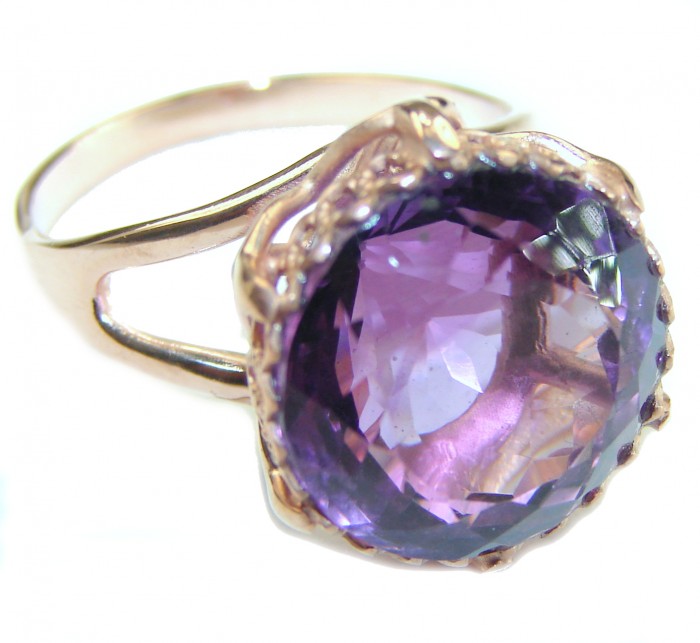 Purple Amethyst 14K Rose Gold over .925 Sterling Silver Handcrafted Ring size 9 1/4 - photo 3