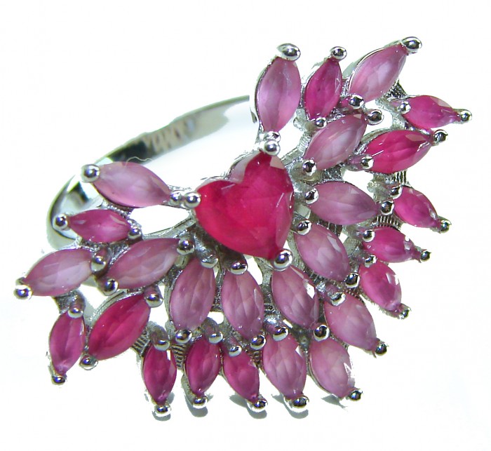 Angel's Heart 11.2 carat natural Ruby .925 Sterling Silver handmade Ring size 8 1/4 - photo 3