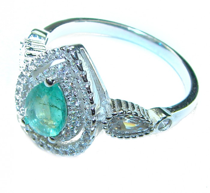Pure Perfection 4.5 carat mint Apatite .925 Silver handcrafted Ring s. 8 - photo 1