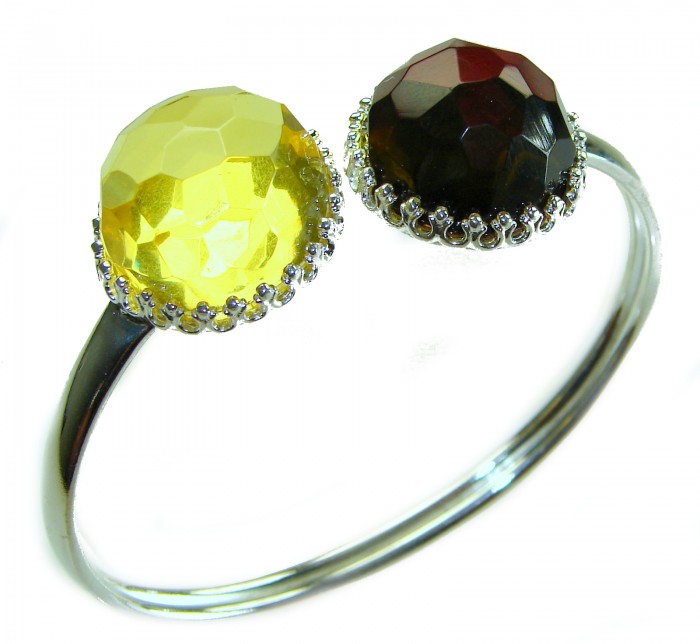 Luxurious Color-changing natural 19.9 carat faceted Baltic Amber .925 Sterling Silver handmade bangle Bracelet - photo 3