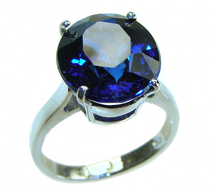Dark Sky - 9.5 carat London Blue Topaz .925 Sterling Silver handcrafted Ring size 6 1/4 - photo 3