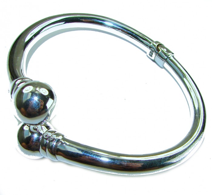Fancy .925 Sterling Silver handcrafted Statement Italy made Bracelet / Cuff - .925 Sterling Silver bracelet, top view, handcrafted statement piece from Italy.