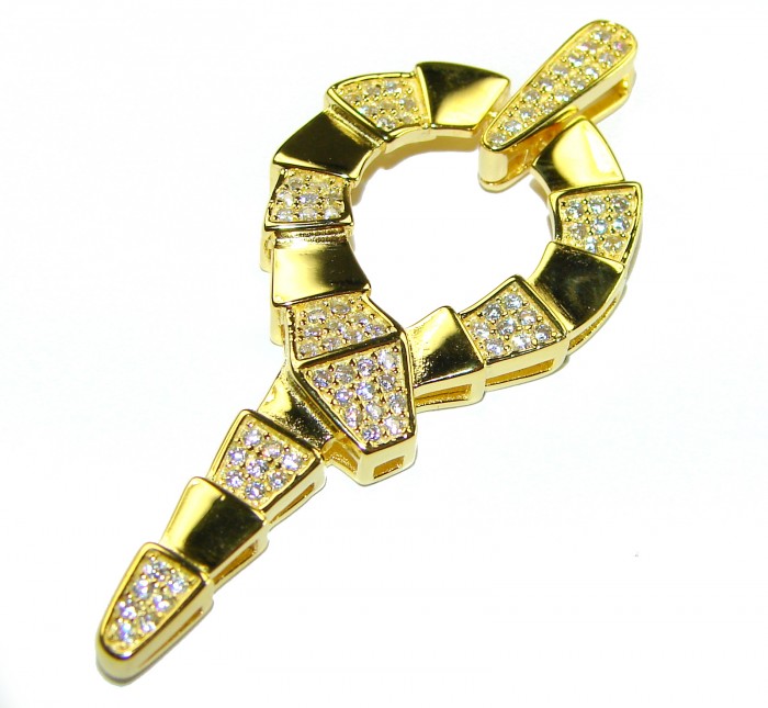 The Egyptian Cobra White Sapphire 18K Gold over .925 Sterling Silver Pendant - photo 2