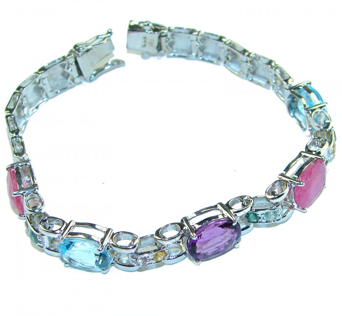 Gift of Nature Multistone .925 Sterling Silver handcrafted Bracelet - photo 2