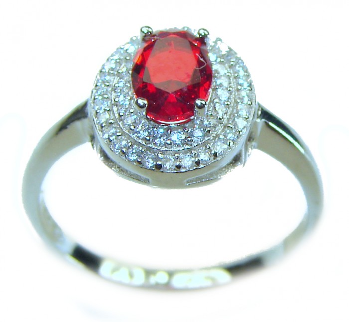 Gabriella oval cut 1.8 carat Ruby .925 Sterling Silver handcrafted Cocktail Ring s. 7 1/2 - photo 3