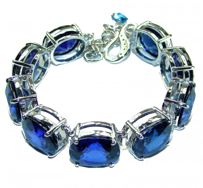 125.5 carat London Blue Topaz .925 Sterling Silver handcrafted Bracelet - photo 3