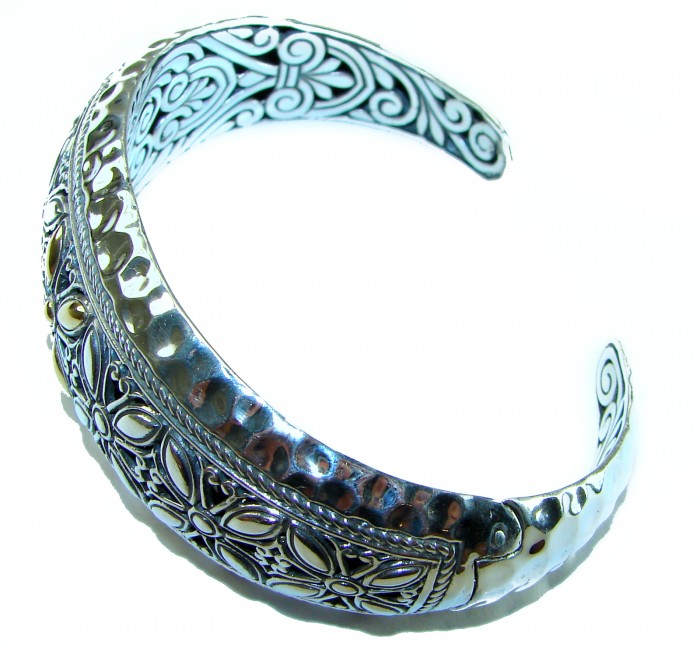Spectacular - Large Heavy Bali Made 2 tones .925 Sterling Silver handcrafted Bracelet / Cuff - photo 2