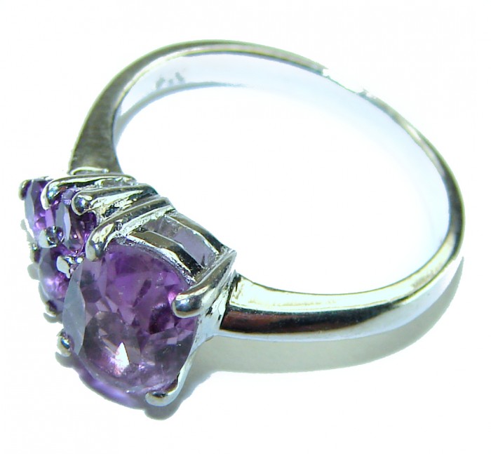 2.6 carat African Amethyst .925 Sterling Silver Handcrafted Ring size 5 1/2 - photo 1