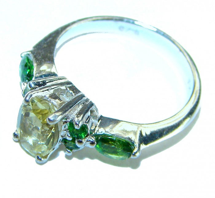 Unique Authentic 1.2 carat Citrine .925 Sterling Silver handmade Cocktail Ring s. 5 - photo 1