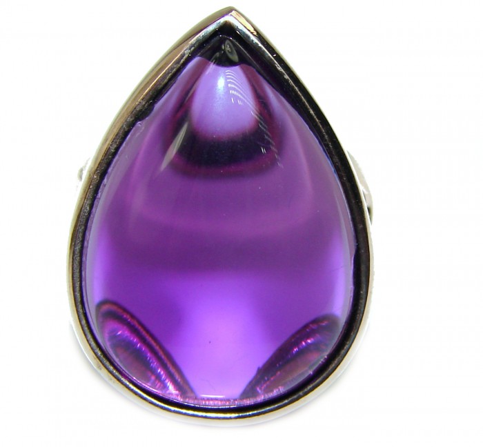 Spectacular Amethyst 14K Gold over .925 Sterling Silver Handcrafted Large Ring size 8 3/4 - photo 1