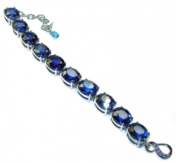 105.5 carat London Blue Topaz .925 Sterling Silver handcrafted Bracelet - photo 3