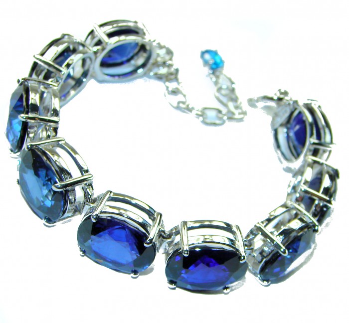 125.5 carat London Blue Topaz .925 Sterling Silver handcrafted Bracelet - photo 2
