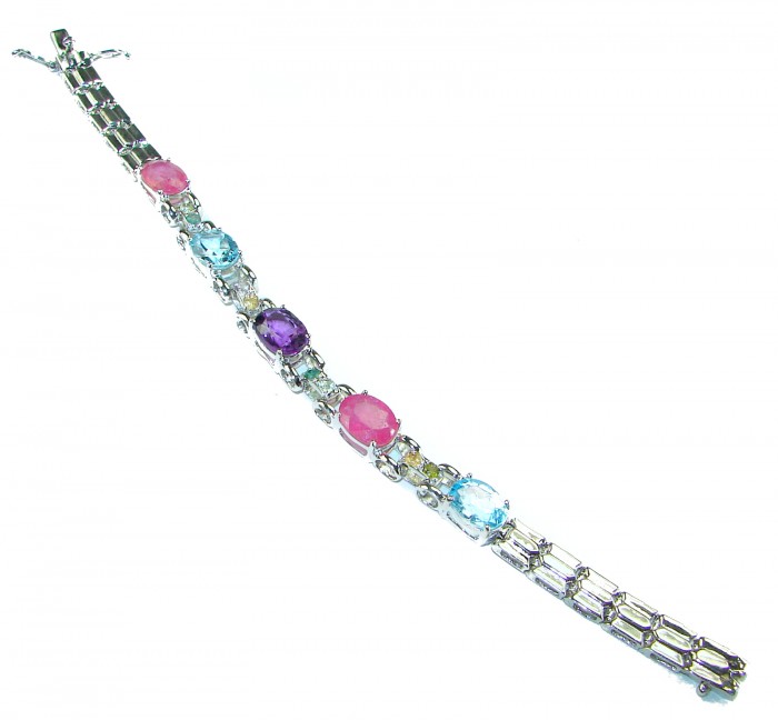 Gift of Nature Multistone .925 Sterling Silver handcrafted Bracelet - photo 3