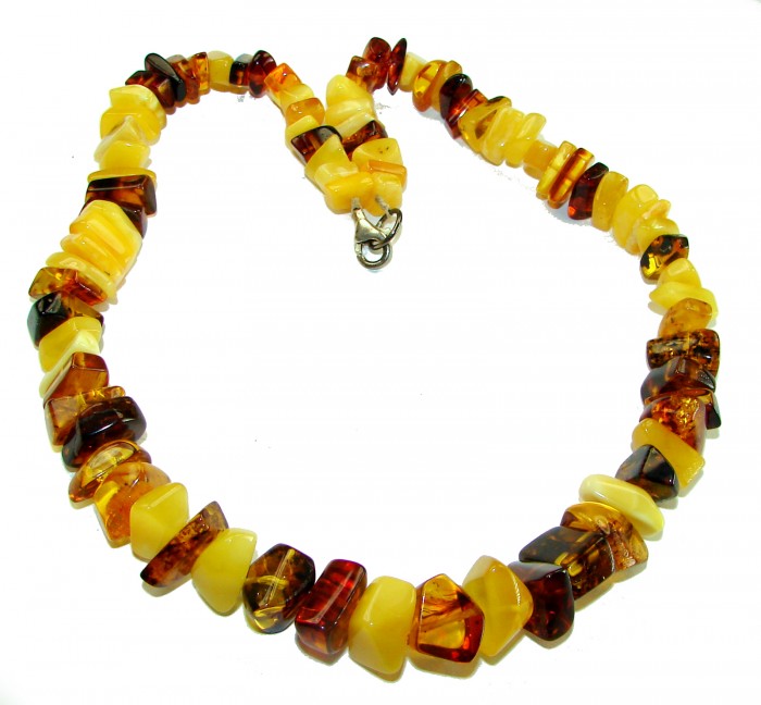 Dazzling vintage natural Baltic Amber butterscotch .925 Sterling Silver handcrafted Large necklace - photo 2