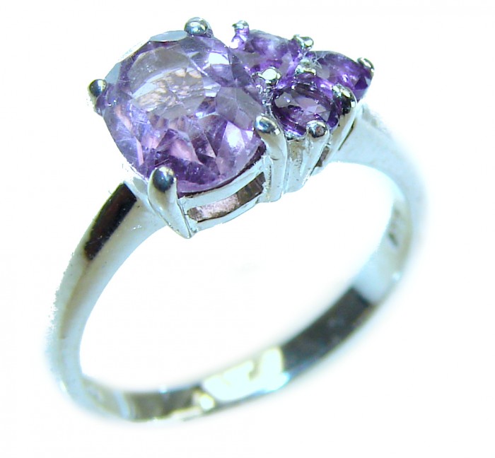 2.6 carat African Amethyst .925 Sterling Silver Handcrafted Ring size 5 1/2 - photo 3