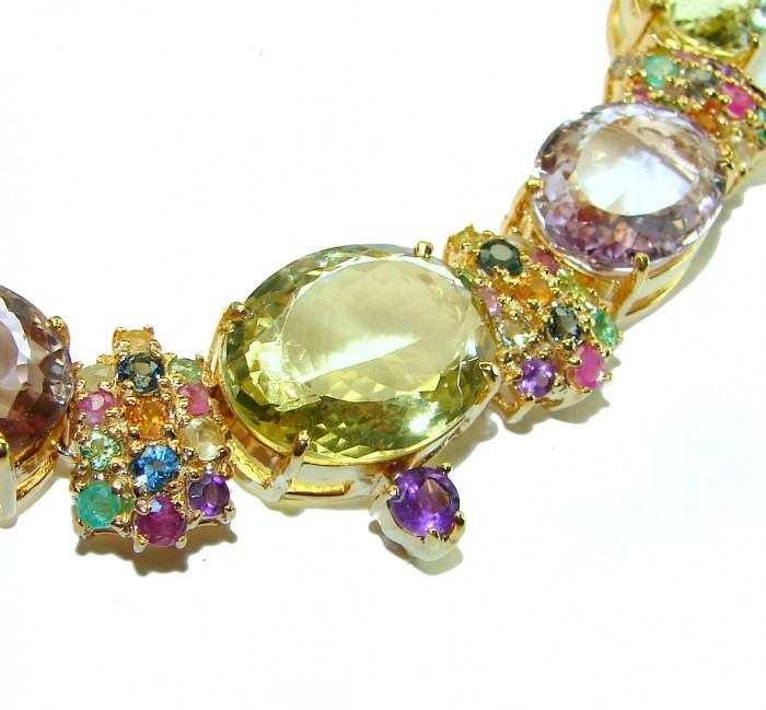 Born In Roma - Italy made 95.5 carat Multi - Gems 18k Gold over .925 Sterling Silver handmade necklace - photo 2