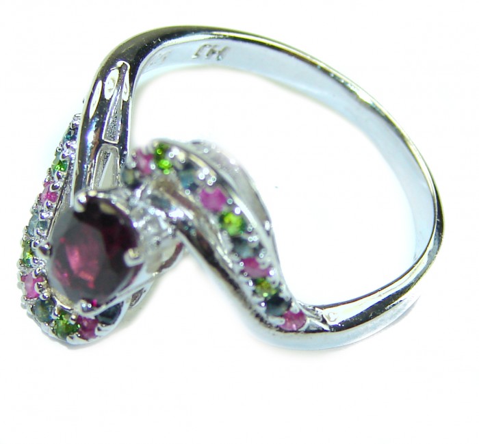 Fantasy Authentic 1.3 carat Ruby Sapphire .925 Sterling Silver handmade Cocktail Ring s. 8 - photo 1