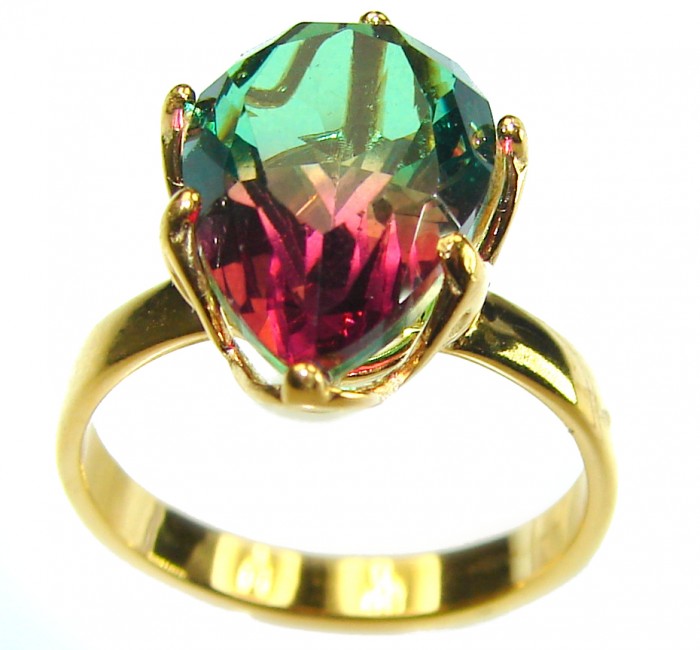 7.9 carat pear cut Brazilian Tourmaline 14K Gold over .925 Sterling Silver Perfectly handcrafted Ring s. 7 1/4 - photo 2