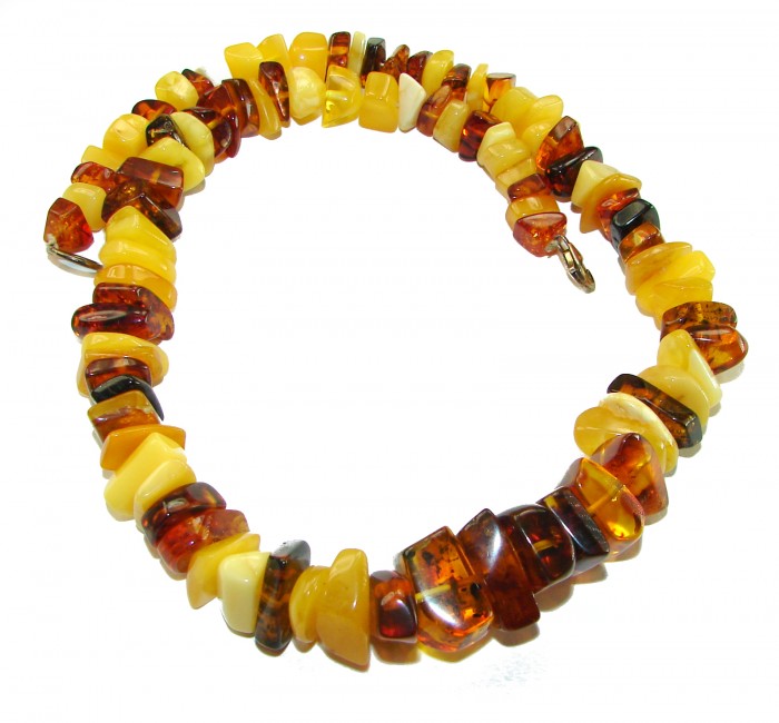 Dazzling vintage natural Baltic Amber butterscotch .925 Sterling Silver handcrafted Large necklace - photo 2