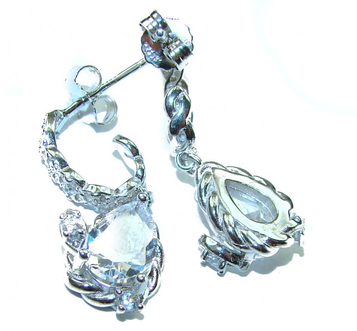 Luxurious 7.5 carat Moissanite .925 Sterling Silver handmade Earrings - photo 1