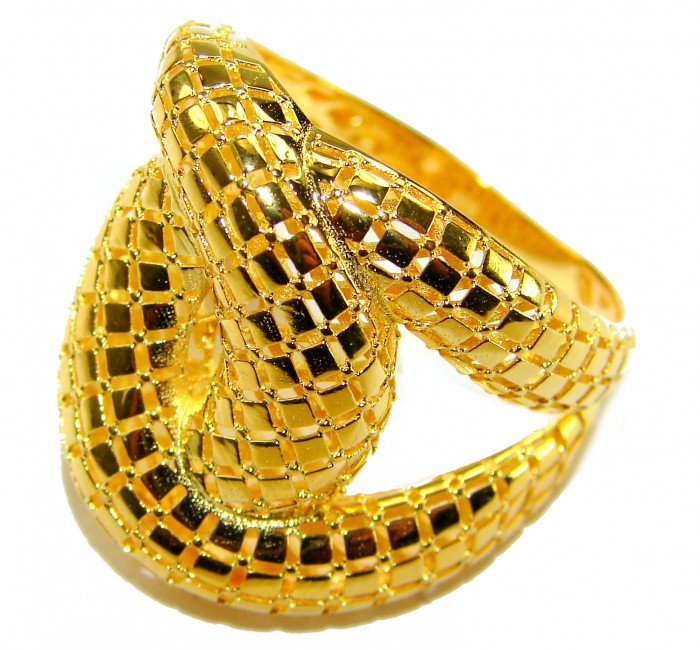 Dubai Style .925 Sterling Silver dipped in 22K Gold handmade Large ring size 10 - photo 3