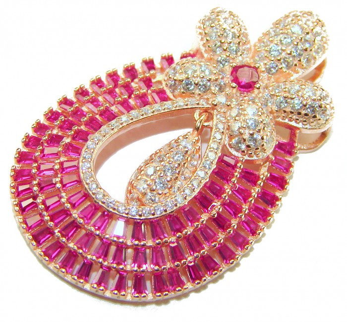 Julietta - Excellent quality 11.9 carat Ruby 18K Rose Gold over .925 Sterling Silver handcrafted Pendant - photo 2