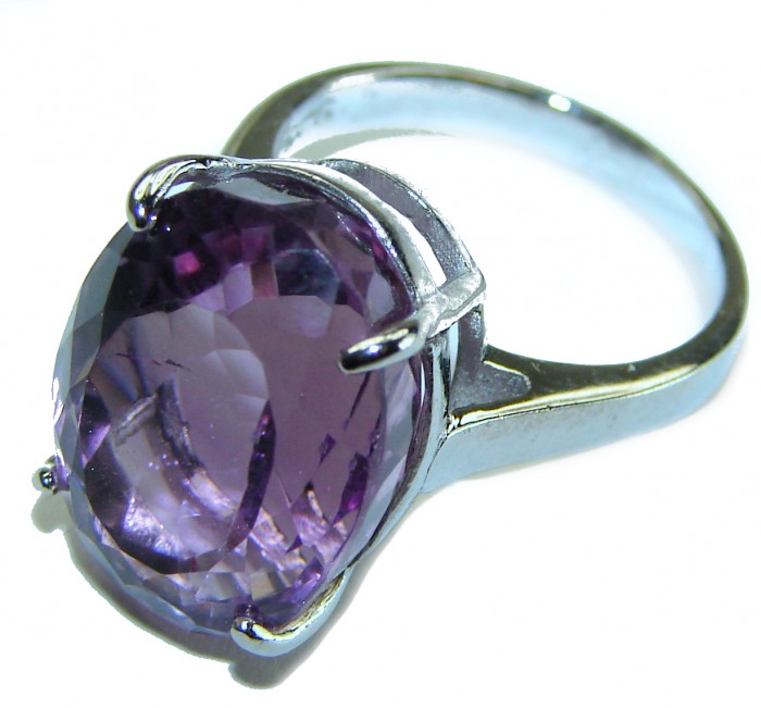 7.2 carat Amethyst .925 Sterling Silver Handcrafted Ring size 5 1/2 - photo 1