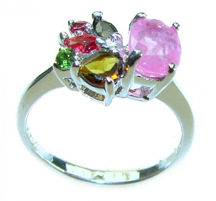 Red Extravaganza Authentic 2.3 carat Ruby .925 Sterling Silver handmade Cocktail Ring s. 5 1/4 - photo 3