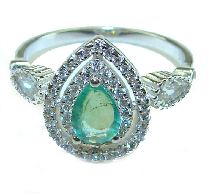 Pure Perfection 4.5 carat mint Apatite .925 Silver handcrafted Ring s. 8 - photo 2