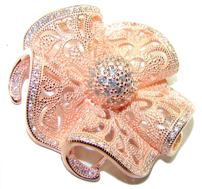 Pure Beauty - Vintage style- genuine 0.7 lab grown Diamond 18K Rose Gold over .925 Sterling Silver handmade Pendant - photo 2
