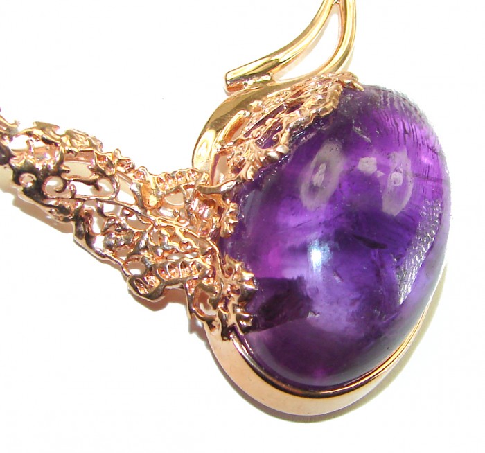 Exquisite Beauty authentic 42.5 CARAT Amethyst 14K Gold over .925 Sterling Silver handcrafted necklace - photo 1