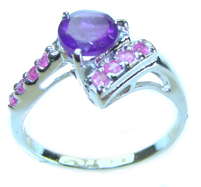 Stephani 0.6 carat African Amethyst .925 Sterling Silver Handcrafted Ring size 6 3/4 - photo 2