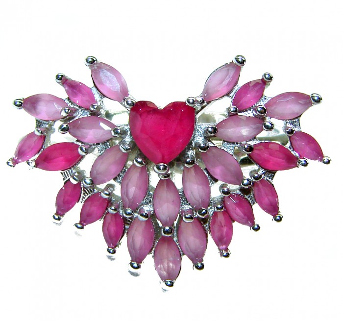 Angel's Heart 11.2 carat natural Ruby .925 Sterling Silver handmade Ring size 8 1/4 - photo 2