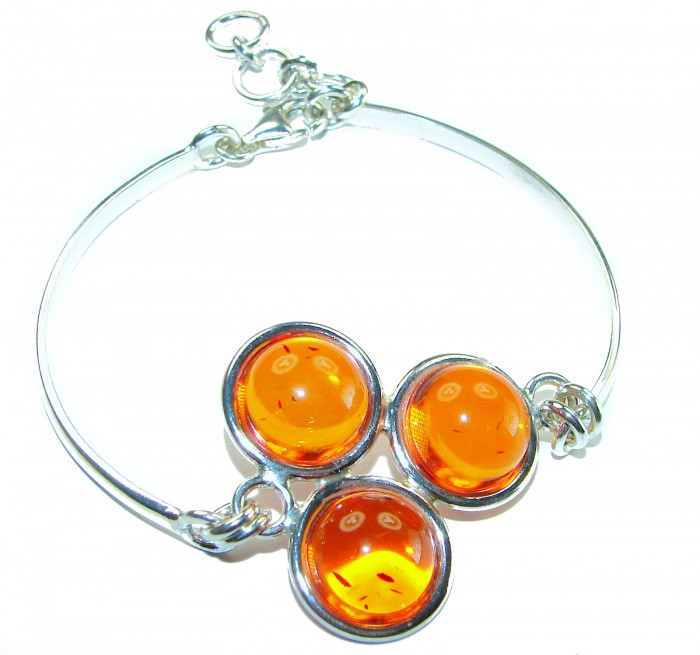 Excellent Baltic Amber .925 Sterling Silver entirely handcrafted Bracelet - photo 3