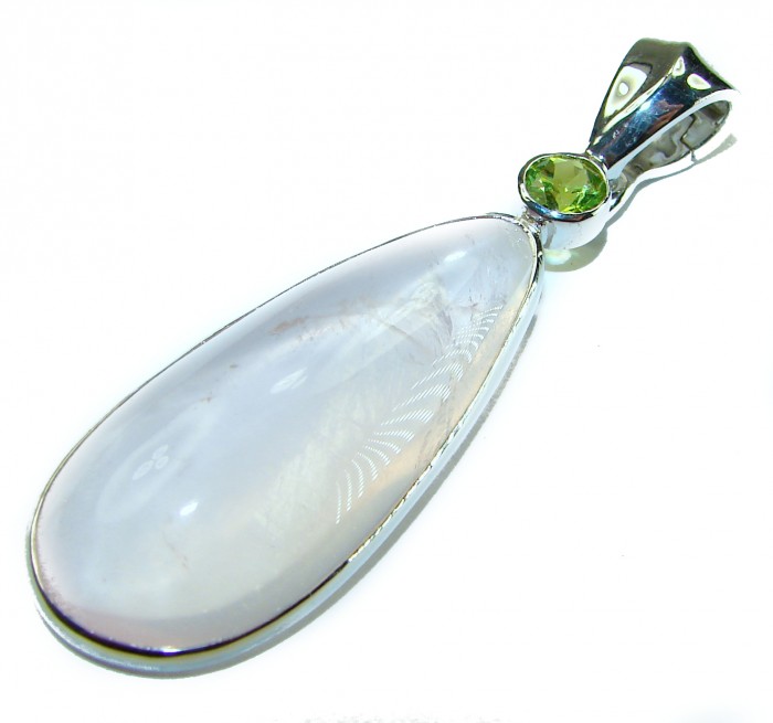 Brazilian Beauty best quality 32.5 carat Rose Quartz .925 Sterling Silver handmade Pendant - photo 3