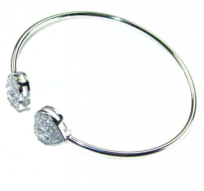 Precious Light Natural 4.2 carat White Topaz .925 Sterling Silver bracelet - Top view of open sterling silver bracelet with white topaz stones.