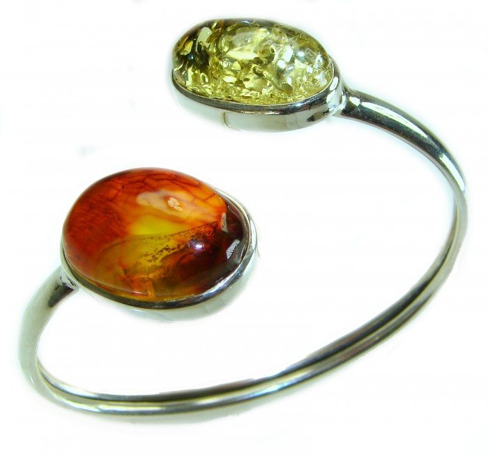 Vintage Design Genuine 20.5 carat Baltic Amber .925 Sterling Silver handmade Bracelet - photo 2