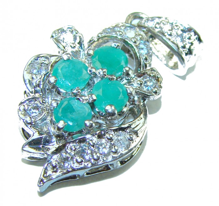 Precious Genuine 8.5 carat Emerald .925 Sterling Silver handmade Pendant - photo 3