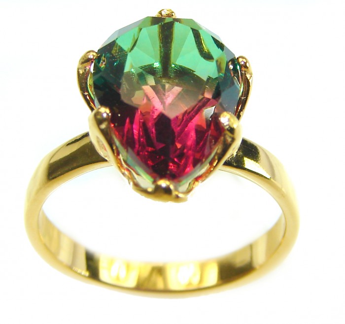 Brazilian Tourmaline 18K Gold over .925 Sterling Silver Perfectly handcrafted Ring s. 7 - photo 2